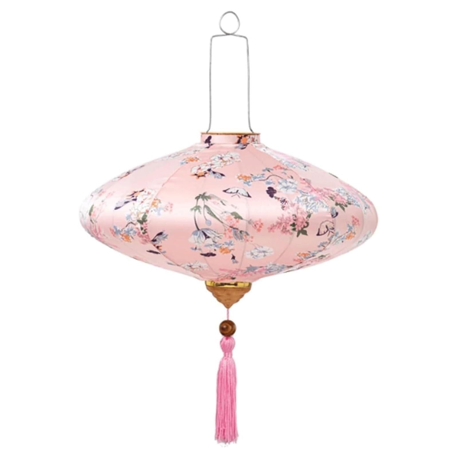 Asian lantern, Vietnamese Silk Lantern Traditional Chinese Japanese Floral Pattern Hanging for Outdoor Garden Patio Party Wedding Decoration(Pink,12inch)