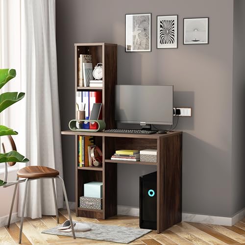 Image of Studio Kook Champion Engineered Wood Study Table with Storage, Matte Finish, 5 Shelves (Junglewood)