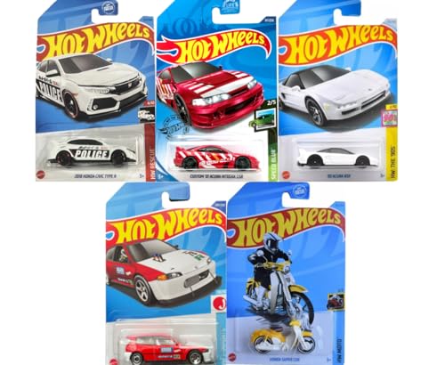 Hot Wheels Honda/Acura Random Lot de 5 figurines mystères assorties (sans doublons) [Les styles peuvent varier] Échelle 1:64