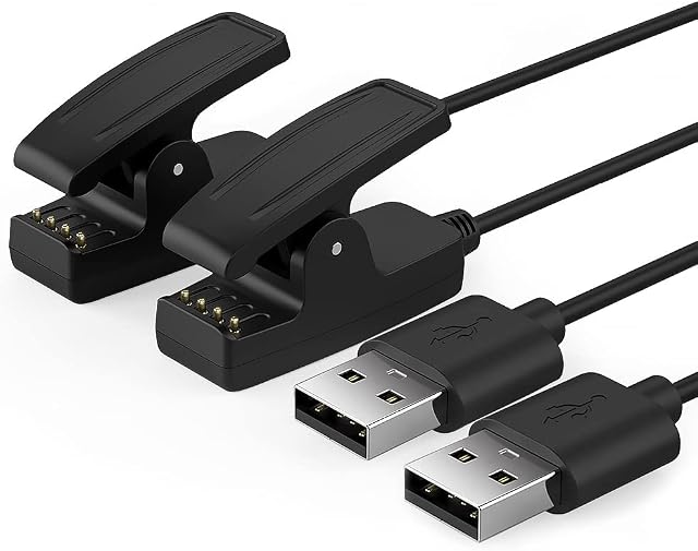 TUSITA [2-PACK Charger Compatible with Garmin Lily, Forerunner 35 35J 230 235 630 645 Music 735XT, Approach G10 S20, Vivomove HR, ForeAthlete 35J - USB Charging Cable 100cm - Smartwatch Accessories