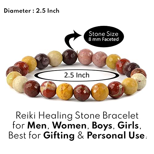 Image of Reiki Crystal Products Natural Crystal Stone 8 mm Faceted Diamond Cut Beads Bracelet for Men & Women | Reiki Charged Gemstone Bracelet | Multiple Stone Variants Available