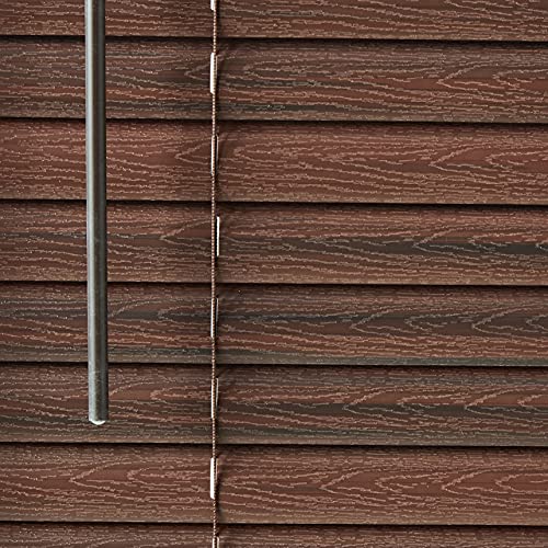 Image of Cordless Room Darkening Venetian Blind - 36 Inch Width, 64 Inch Length, 2 inch Vinyl Slat Size - Mahogany - GII Luna Light Filtering Horizontal Mini Windows Blinds for Interior by Achim Home Decor