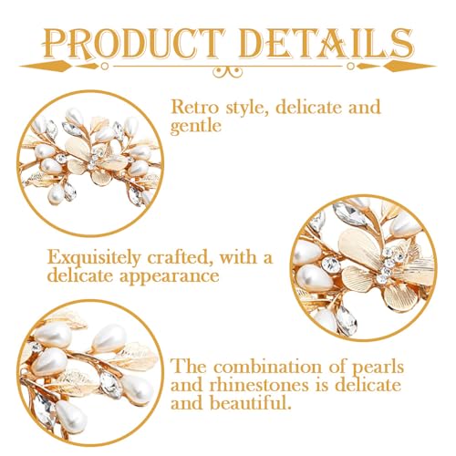 Peine para cabello nupcial estilo flor perla dorado miniatura 3