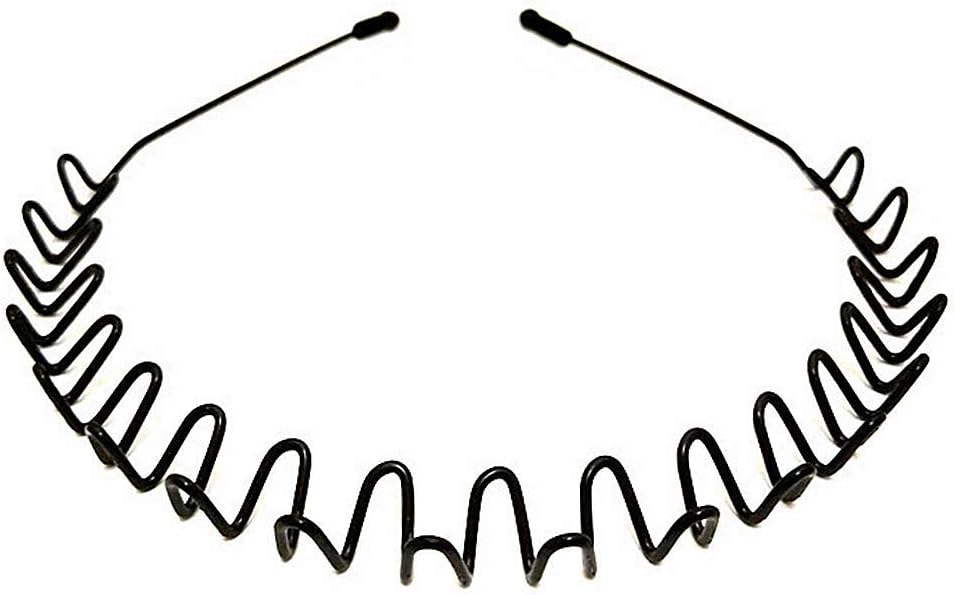DAYONG Metal Hair Band-Unisex Black Simple Elastic Non Slip Men Women's Headband Hair Clips (Style 1)