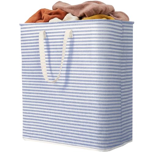 Image of Lifewit 1 Pack Laundry Basket 100L Each, Collapsible Clothes Hamper with Reinforced Handles, Freestanding Waterproof Design for Bedroom and Laundry Room, Blue 100L Total