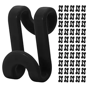 Biaungdo 50 Pcs Clothes Hanger Connector Hooks, Black Cascading Hanger Hooks Space Saving Plastic Hanger Extender Clips for Closet, Wooden Hanger, Velvet Hanger
