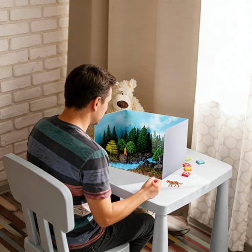 Image of codree 65 Pcs Jungle Diorama Kit Habitat Project Box Set, Cardboard Diorama Box Animals Model Scenery Kit, Animal Figurines Rainforest Diorama Supplies for DIY Crafts Birthday Gifts Party Favor