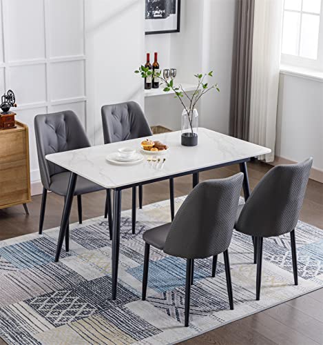 Modern Dining Chairs Set Of 4, Mid Century Upholstered Chairs For Dining Room, Kitchen, 100% Pu Dining Chair With Iron Metal Plated Legs #TOP1