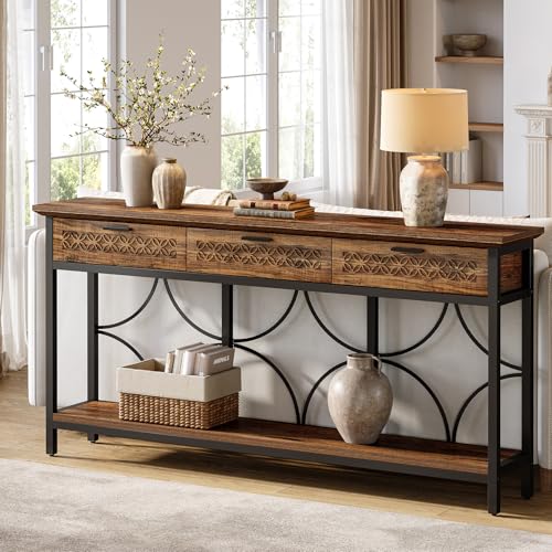 Tribesigns Console Table with Drawers, 70.9-Inch Extra Long Entryway Table