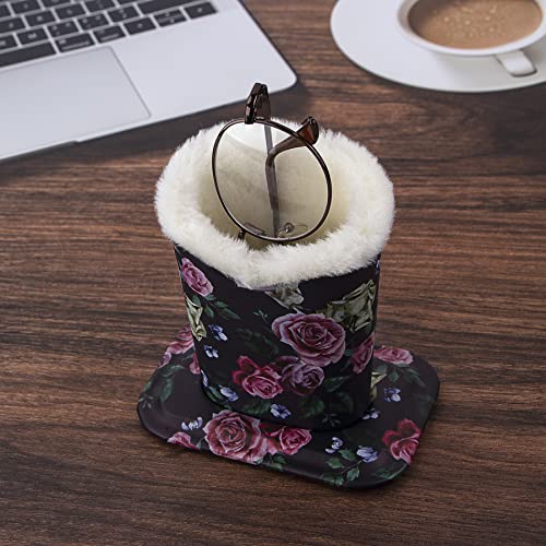 Image of Plush Fluffy Lined Anti-scratch Eyeglasses Holder Protective Glasses Stand Case