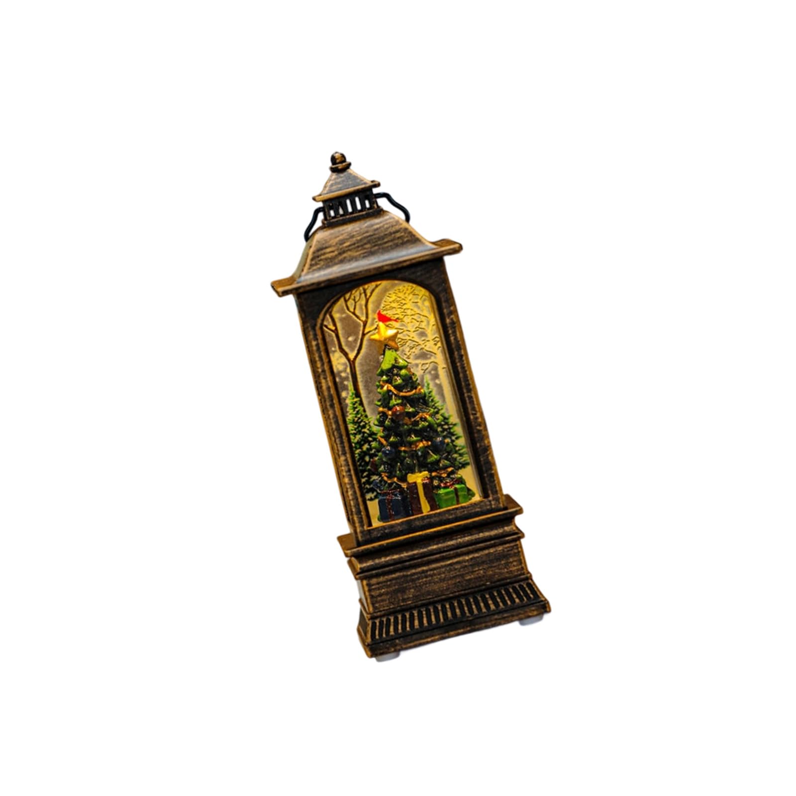Tsophreniq Portable Snowflake Telephone Booth Ornament with Clear Crystals Designs for Indoor Festival Decoration Holiday Mantelpiece Ornament