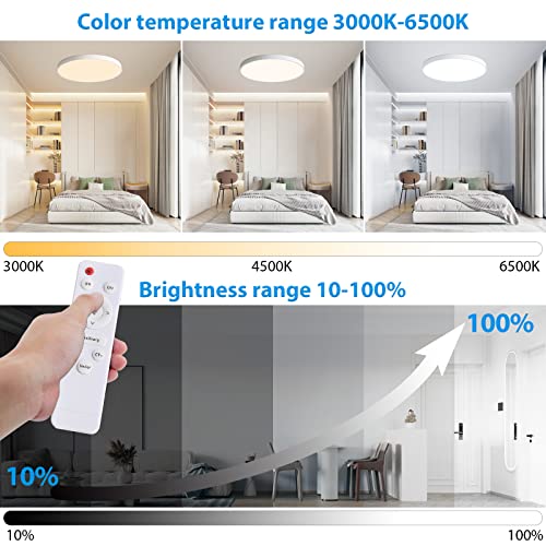 Hovenla 24 Inch Led Flush Mount Ceiling Light, 48W Round Led Ceiling Light Fixtures, 2800Lm, 3000-6500K Dimmable Led Ceiling Lamp With Remote, Led Light For Bedroom Ceiling #TOP2