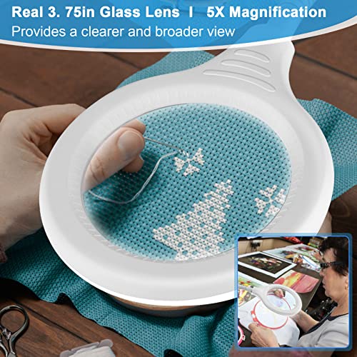 Tomsoo 26" Gooseneck Magnifying Lamp With Clamp, 5 Color Modes Stepless Dimmable Led Desk Light With Magnifying Glass, 5X Real Glass Lighted Magnifier Hands Free For Painting Close Work Craft Hobby #TOP2