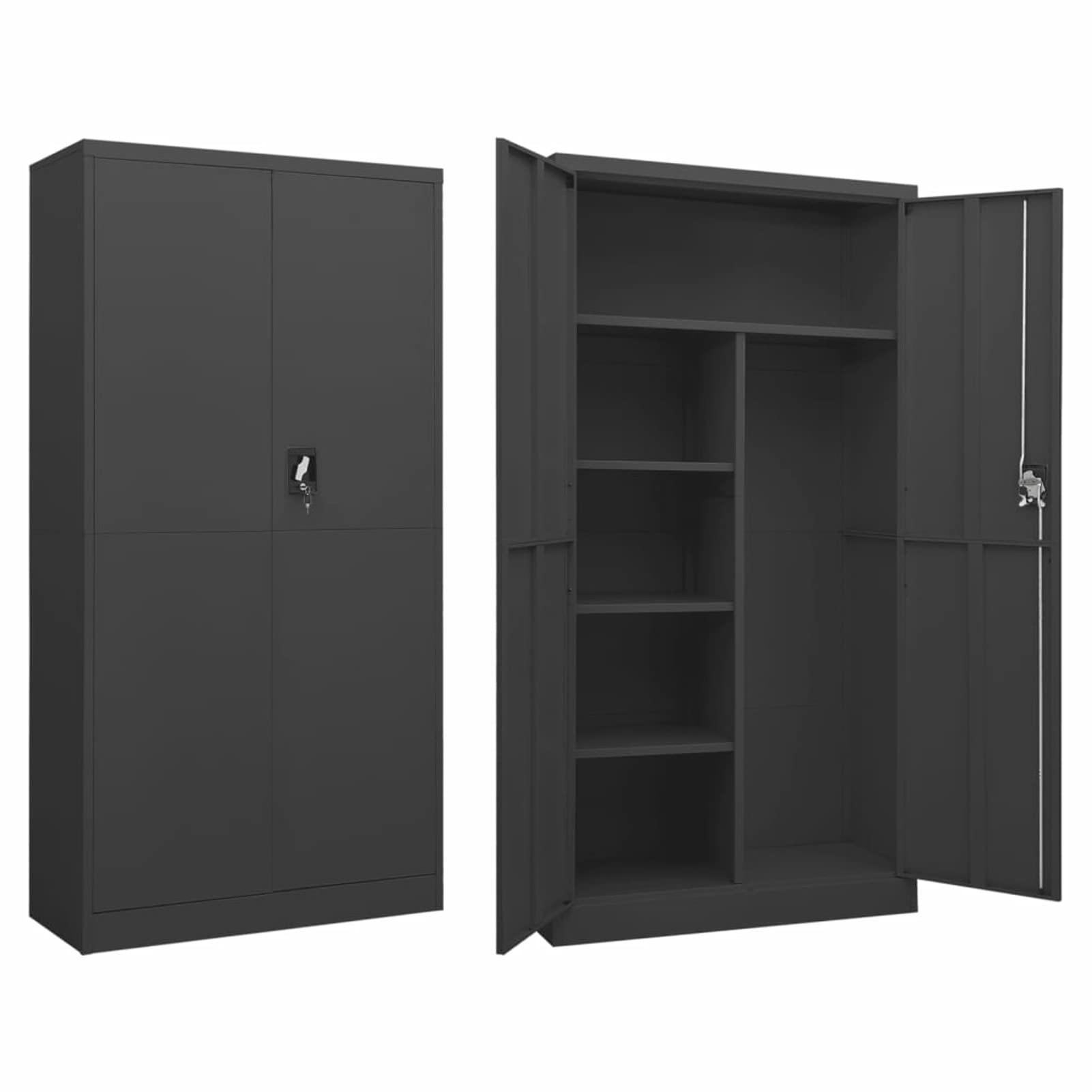 Homgoday Armario móvil con estantes de color antracita 90 x 40 x 180 cm de acero, ahorra espacio, armario de exterior, muebles de exterior para balcón, para salón, oficina, dormitorio, baño