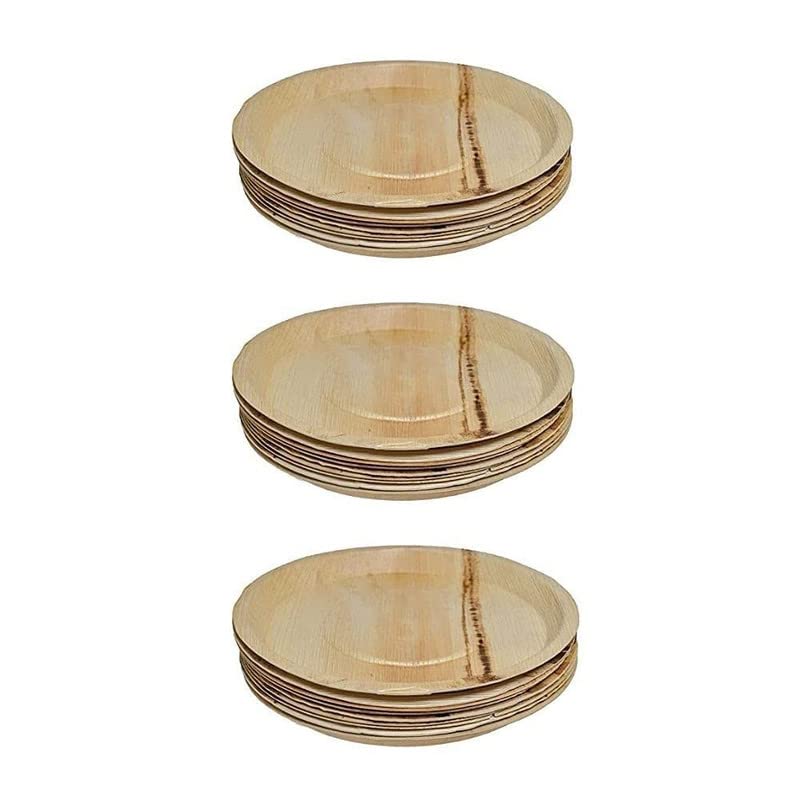 ECO Pure 10 Inch Round Areca Palm Leaf Plates Disposable Dinnerware Plates Eco-Friendly Heavy Duty Biodegradable Party for Wedding Dinner Set (Pack of 50)