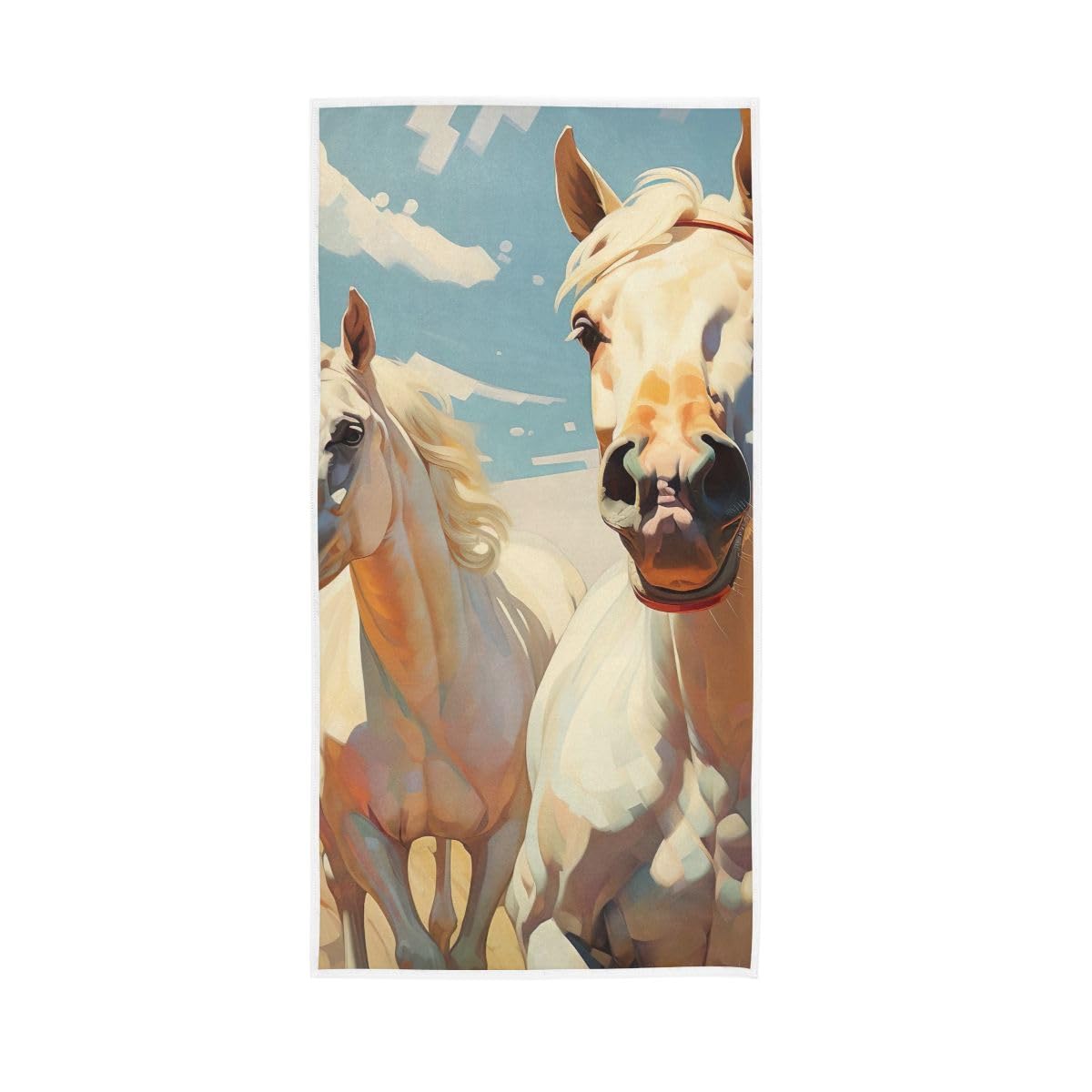 LSRCPD Digital Horses Pattern Hand Towel, 15 x 30 Inches, Soft Highly Absorbent Towels for Bathroom Gym Shower