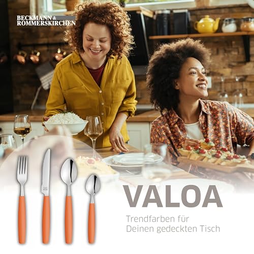 Beckmann & Rommerskirchen VALOA Besteck Set 4 Personen - 16-teilig - Orange - Spülmaschinenfest - Hochglanzpoliert - Essbesteck: 4x Messer, Gabel, Esslöffel, Kaffeelöffel