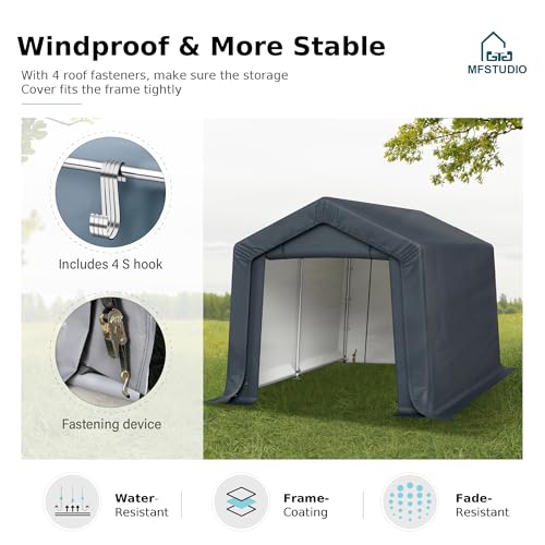 MFSTUDIO Portable Storage Shed 8x12ft, Garage Car Tents Motorcycle Carport - Image 5