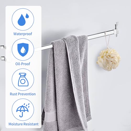 BOUYAO Towel Bar Brackets Set of 2 Chrome Shower Door Handles Replacement 2\" Screw Holes Bathroom Towel Rack Bracket with 4 Screws for Shower Doors or Tub Enclosure