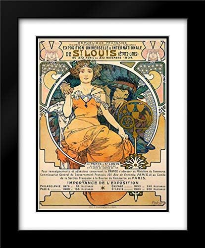 Mucha, Alphonse 18x24 Black Modern Frame and Double Matted Art Print by 1904 St. Louis Worlds Fair Poster