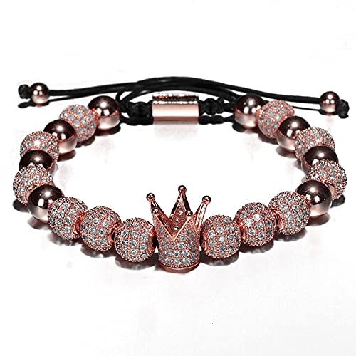 Luxury Men's Women Micro Pave CZ Ball Crown Polygon Braided Adjustable Bracelets Luxury Men's Women Micro Pave CZ Ball Crown Polygon Braided Adjustable Bracelets