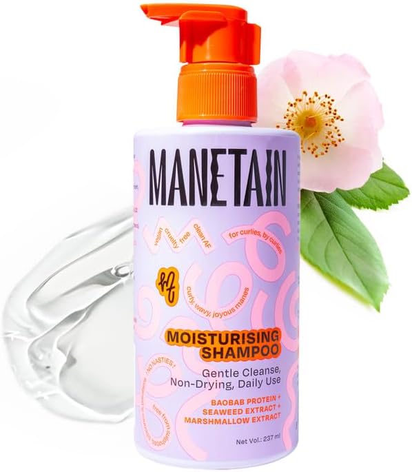 Manetain Moisturising Shampoo 236ml for Curly Hairs Sulphate, Paraben and Toxin Free Mild Vegan Shampoo for Women, Men, & Kids with Wavy, Dry, and Frizzy For Daily Use