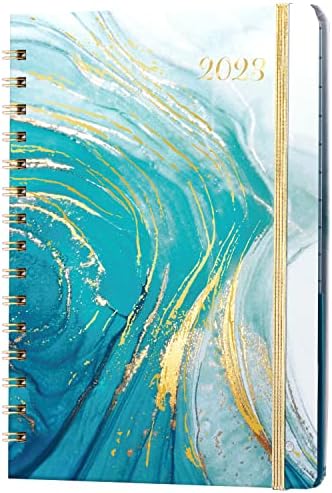 2023 Diary - A5 Week to View Diary 2023 from January to December 2023, Twin-Wire Binding - Blue and White, 21.5 x 15.5 x 1.5 cm