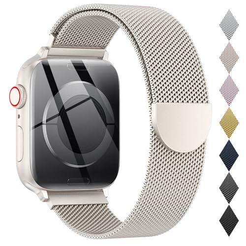 Original Milanese Loop Compatible with Apple Watch Straps 38mm 40mm 41mm 42mm 44mm 45mm 46mm 49mm Women & Men, Clasp Adjustable Metal Bands for iWatch Series 10 9 8 7 6 5 4 3 2 1,Ultra,SE