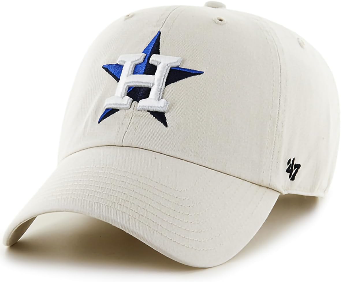 47 Brand MLB Natural Primary Logo Clean Up Adjustable Baseball Cap Hat, Adult One Size Fits All