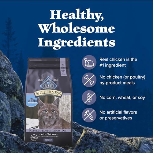 Blue Buffalo Wilderness Nature's Evolutionary Diet High-Protein, Grain-Free Natural Dry Food for Adult Cats, Chicken, 6-lb. Bag