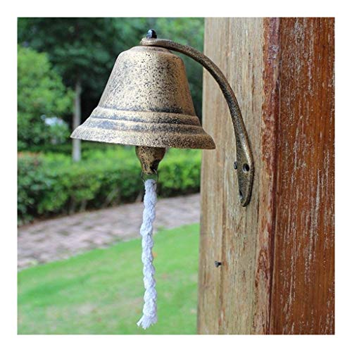 ZWJ Cast Iron Door Bell Hanging Lantern Themed Cow Bell Small Bell Wrought Iron Doorbell Retro Cast Iron Doorbell Garden Wall Hanging Wind Chime Rattle Decoration 12x15x15cm Cast Iron Doorbell