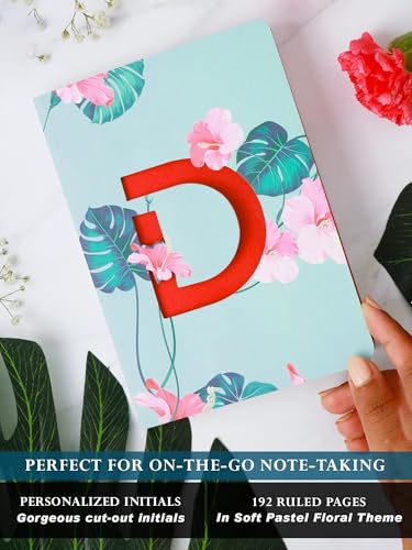 Image of DOODLE Monogram D Diary Gift Set with Tote Bag and Pouch | B6 Soft Bound Ruled Notebook | Stationery Gift Set for Women