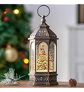 VISFLAIR Lighted Christmas Tree Cardinal Music Snow Globe Water Lantern with Swirling Glitter Dec...
