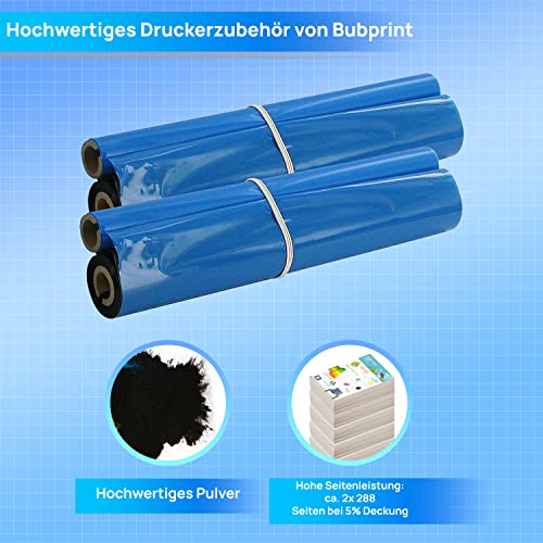 Bubprint 2 Thermotransferrollen kompatibel als Ersatz für Brother PC-72RF PC 72RF PC72RF für Fax T102 T 102 104 T104 T-104 106 T106 T72 T78 92 T92 T98 V1 Schwarz