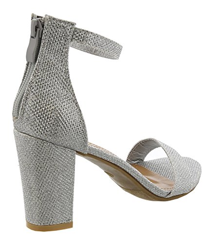 TOP Moda Womens Hannah-1 Platform Chunky Heel Metallic Glitter Party Ankle Strap High Heel Sandal - Image 3