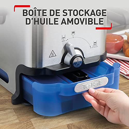 Foto von Tefal Oleoclean Pro Inox & Design Fritteuse, 2300W, Kapazität 1,2 Kg, Herausnehmbarer Ölbehälter, Automatische Öl/Fett Filterung, Timer, Thermostat, 3.5 L, Friteuse schwarz, Edelstahl, SERIE F58-M1