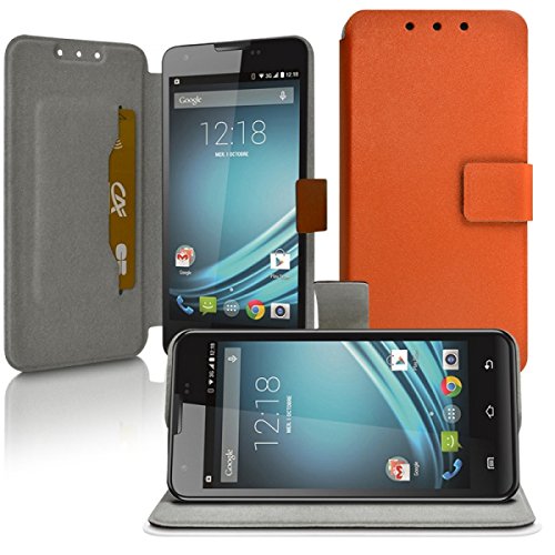 Seluxion - Etui Porte-Carte Support Universel L Couleur Orange pour Wiko Jerry