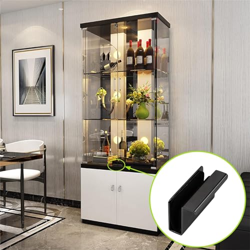 Image of Glass Finger Edge Pull, 4Pcs Cabinet Finger Pull Handle Glass Door Clips Cabinet Latch Clamp Concealed Handle for Display Glasscase Door (Black)