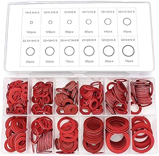 Fibre Washer Assorted Kit 600pcs 12 Size Red Steel Paper Fiber Flat Washer Kit Insulation Washer Gasket Nut & Bolt Set Flat Ring Seal Assortment Kit