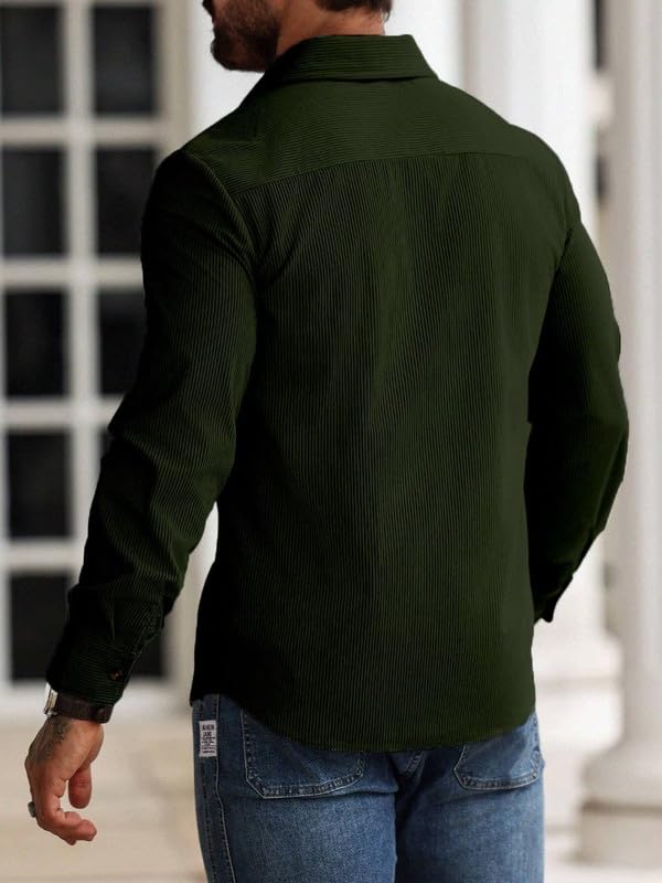 Image of MiraMichi Men's Full Sleeve Corduroy Striped Casual Jacket, Perfect for Everyday Stylish Outfits, Standard Length