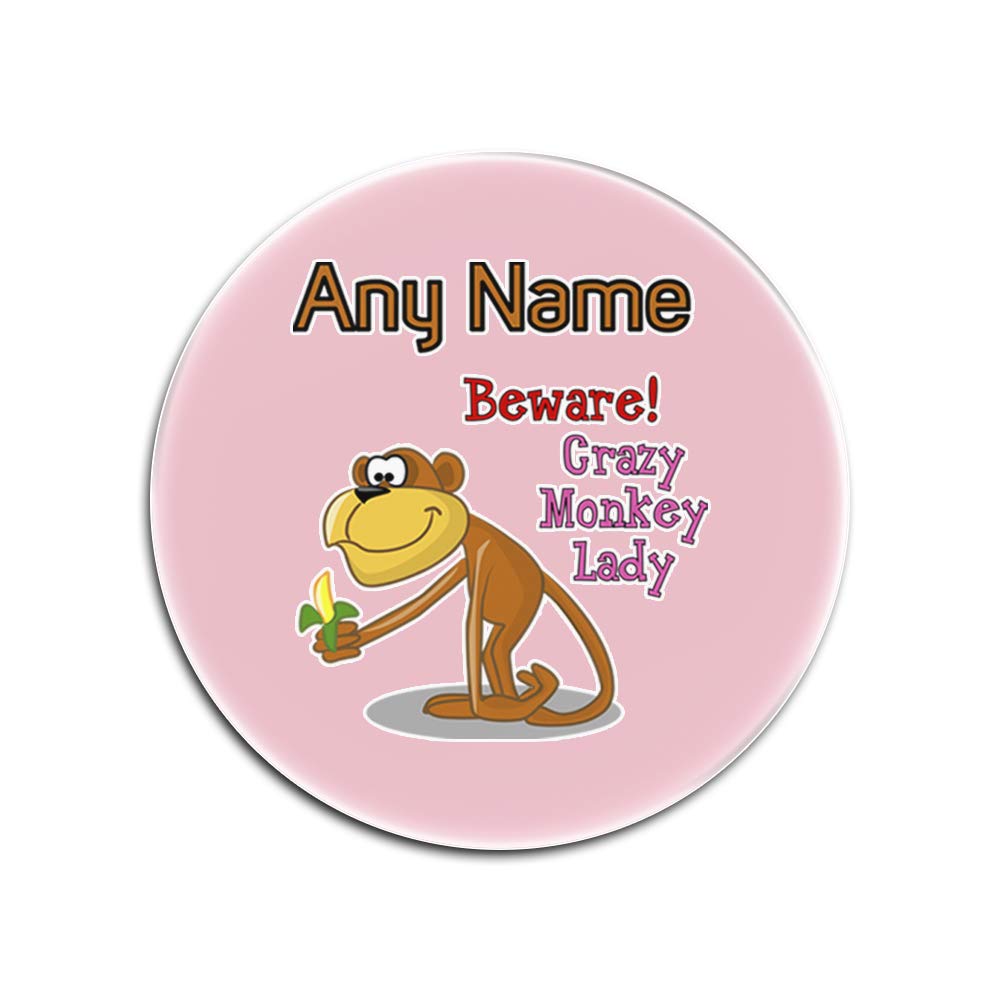 Dessous-de-verre personnalisables Crazy Monkey Lady en verre rose, cadeau parfait et original