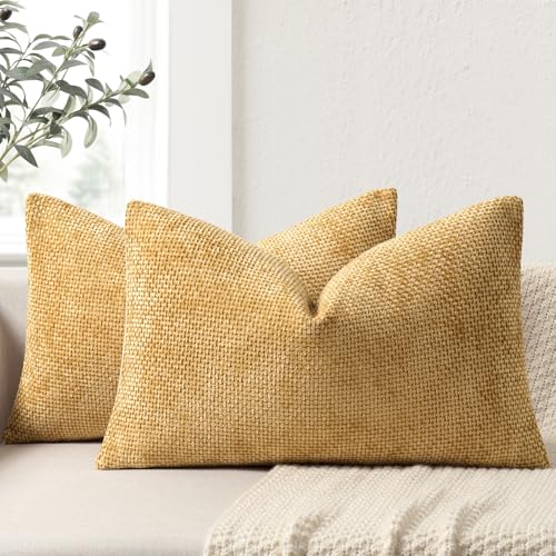 ZWJD Kissenbezug 30x50 2er Set Chenille Kissenbezüge Sofakissen Kissenhüllen Gelb Dekokissen Weiche Sofakissenbezug für Couch, Bett und Wohnzimmer Heimdekoration Luxus Zierkissenbezüge ZWJD Kissenbezug 30x50 2er Set Chenille Kissenbezüge Sofakissen Kissenhüllen Gelb Dekokissen Weiche Sofakissenbezug für Couch, Bett und Wohnzimmer Heimdekoration Luxus Zierkissenbezüge