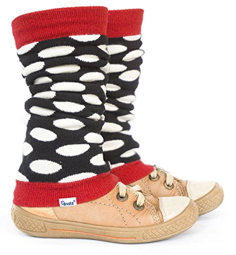 divata warme Bamboo Stulpen für Babys und Kinder - Kinderstulpen, Babystulpen für Mädchen sowie Jungs, Punkte Schwarz Weiß, 0-8 Jahre