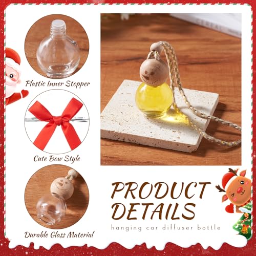 Image of Reallnaive 30 Pcs 30 Pcs Winter Car Diffuser Bottles Snowman Pumpkin Car Diffuser Winter Fall Hanging Empty Vehicle Air Freshener with Bow for Holiday Party Gift (Snowman)
