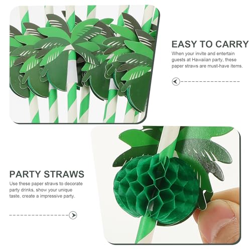 50 pitillos de papel para fiesta hawaiana miniatura 7