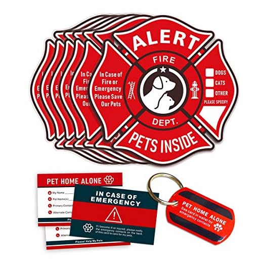 Pet Alert Stickers Static Cling Window Decals Emergency Pets Rescue Sign (6 Pack) with Bonus: Pet Home Alone Wallet Card & Key Tag - NO Adhesive, Removable, UV Resistant