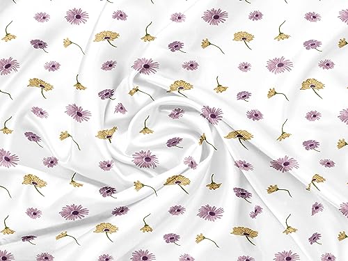 Image of 144TC 100% Cotton Single Bedsheet with Pillow Cover | White Floral Print | Soft, Durable & Fade Resistant