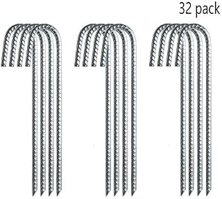 AAGUT 32PCS Galvanized Rebar Tent Stakes J Hook 12 inch, Dog Dig Defence