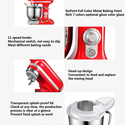 Rührmaschine Teigmaschine Mit Großer 7-Liter-Schüssel 11-Gang Küchenmaschine, Teighaken, Ballon-Schneebesen Und Beater… – Bild 8