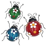 John's Studio 11 Inches Metal Ladybugs Wall Decor Garden Insect Hanging Art Outdoor Wall Sculpture...